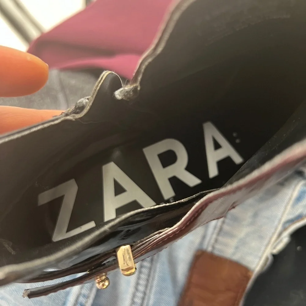 Zara black brown leather boots shoes size 38